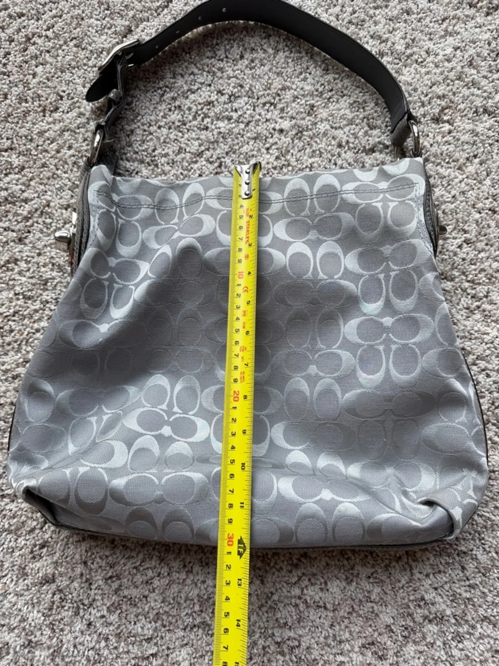 Coach Gray Signature Jacquard Shoulder Bag - Picture 6 of 8